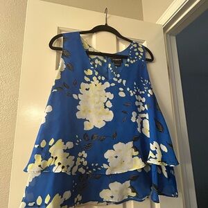 Liz Claiborne Blue Floral Layered Blouse
